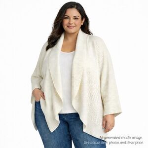 310. NWT Anthropologie Ribbed Waterfall Open Cardigan Ivory 3X Plus